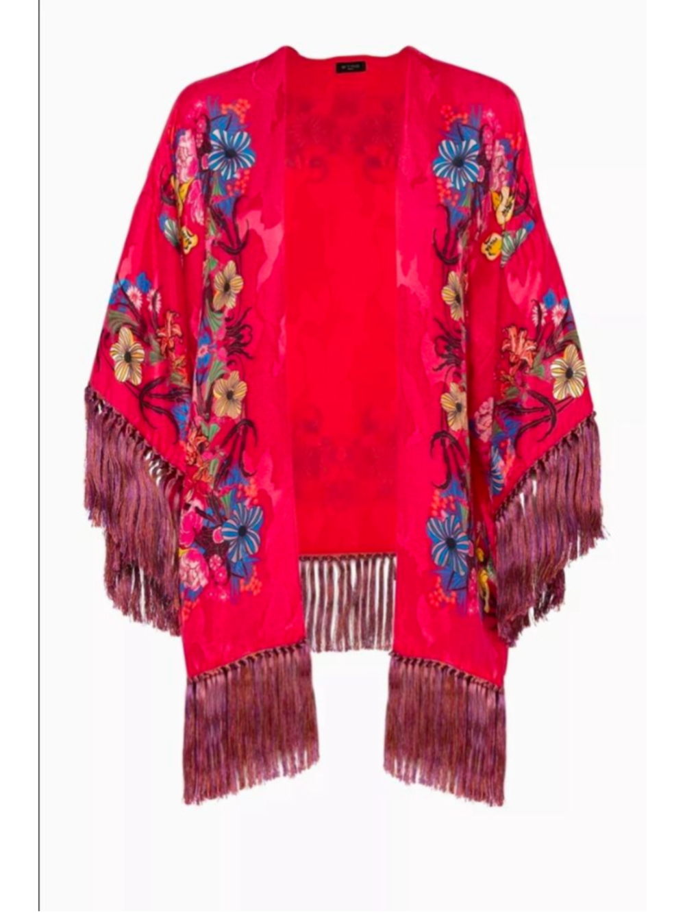 Etro Pink Floral Fringe Silk Kimono Shrug one size - Picture 2 of 16